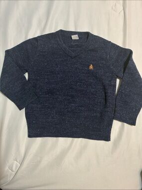 GAP Dark Navy V-Neck Sweater with Small Gold Crest